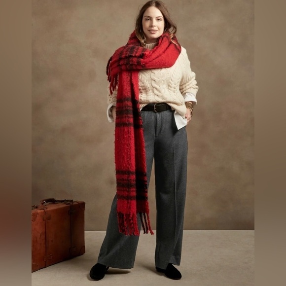 NWT! Banana Republic Olive Green High-Rise Wide-Leg Italian Wool-Blend Pant💛 - Picture 8 of 10